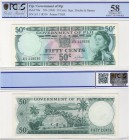 Fiji, 50 Cents, 1969, AUNC, p58a
PCGS 58, serial number: A/1 118536, Queen Elizabeth II portrait