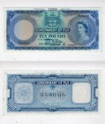 Fiji, 10 Pounds, 1954, UNC, p55a, SPECİMEN
serial number: C/1 25000, Queen Elizabeth II portrait, VERY RARE