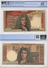France, 500 New Francs, 1965, XF, p145a, RARE
PCGS 45, serial number: O.19. 54654, French writer Moliere portrait