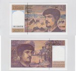 France, 20 Francs, 1997, UNC, p151i
serial number: H.062-0111678, signs: Bruneel-Bonnardin-Barroux, French composer Claude Debussy portrait