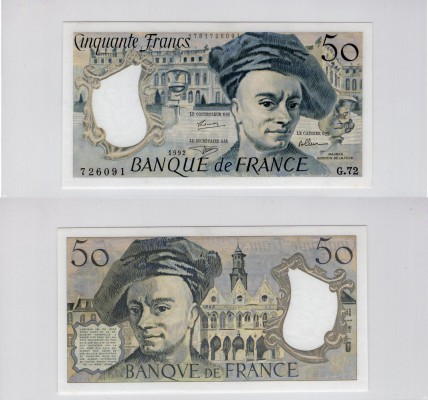 France, 50 Francs, 1992, p152f
serial number: G.72.726091, signs: Bruneel-Bonna...