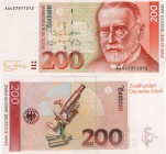 Germany, 200 Mark, 1989, AUNC, p42
serial number: AA 4379712Y2, German biochemist Paul Ehrlich (1854–1915) developed a chemical theory to explain the...