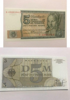 Germany, 5 Mark, 1963, UNC, P29A, RARE
serial number: 1.4328466 B, not issued.