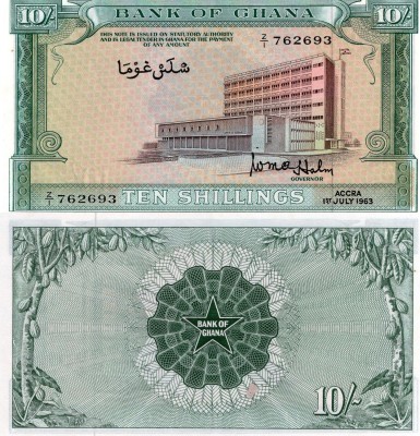 Ghana, 10 Shillings, 1963, UNC, p1d
serial number: Z/1 011069