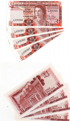 Gibraltar, 1 Pound, 1988, UNC, p20e (FOUR CONSECUTİVE BANKNOTES)
serial numbers...