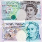 Great Britain, 5 Pounds, 1990, UNC, P382b
serial number: E44 494279, sign: Gill, Queen Elizabeth II portrait