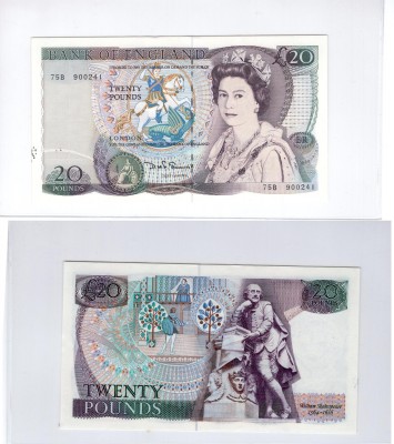 Great Britain, 20 Pounds, 1984, UNC (-), P380d
serial number: 75B 900241, sign:...