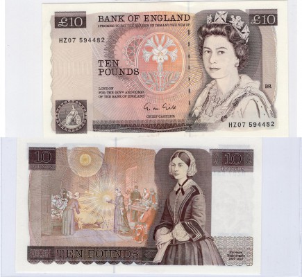 Great Britain, 10 Pounds, 1998, UNC, P379e
serial number: HZ07 594482, sign: Gi...