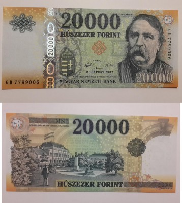 Hungary, 20.000 Forint, 2017, UNC, p201
serial number: GD 7799006, Ferenc Deák ...