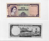 Jamaica, 10 Shillings, 1964, XF, p51Be
serial number: HN 934490, Queen Elizabeth II portrait