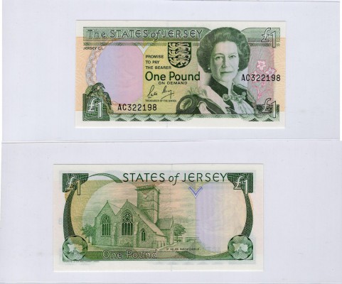 Jersey, 1 Pound, 1989, UNC, p15
serial number: AC 322198, sign: Leslie May, Que...