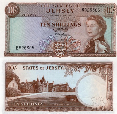 Jersey, 10 Shillings, 1963, UNC, p7
serial number: B 826305, sign: F.N. Padgham...
