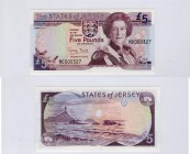 Jersey, 5 Pounds, 1993, UNC, p21
serial number: HC 000327, sign: Baird, Queen Elizabeth II portrait, LOW SERİAL NUMBER
