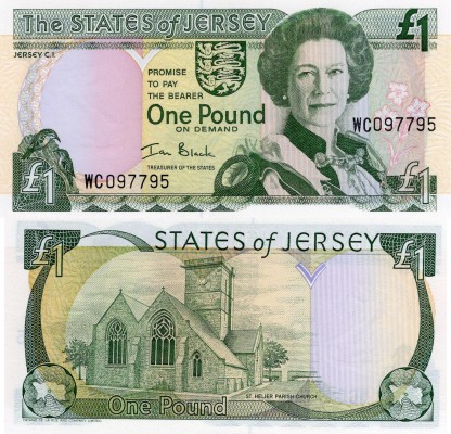 Jersey, 1 Pound, 2000, UNC, p26a
serial number: WC 097795, sign: Ian Black, Que...