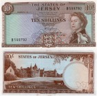 Jersey, 10 Shillings, 1963, UNC, p7
serial number: B 599792, Queen Elizabeth II portrait