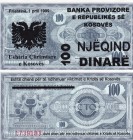 Kosovo, 100 Dinare, 1999, UNC, PROVISIONAL ISSUE
serial number: 1739183