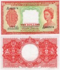 Malaya and British Borneo, 10 Dollars, 1953, AUNC, p3a
serial number: A/59 482874, Queen Elizabeth II portrait