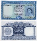 Malaya and British Borneo, 50 Dollars, 1953, AUNC, p4b
serial number: A/12 594872, Queen Elizabeth II portrait, RARE