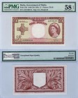 Malta, 1 Dollar, 1954, AUNC, p24b 
PMG 58, EPQ, Serial Number: A/23 850119, Queen Elizabeth II portrait