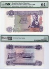 Mauritius, 50 Rupees, 1967, UNC, p33a
PMG 64, EPQ, serial number: A/1 000415, Queen Elizabeth II portrait, LOW SERİAL NUMBER