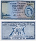 Mauritius, 5 Rupees, 1954, XF, p27a
serial number: B 216546, Queen Elizabeth II portrait