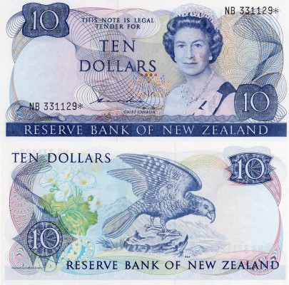 New Zealand, 10 Dollars, 1981, UNC, p172a, REPLACEMENT
serial number: NB 331129...