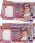Oman, 1 Rial, 2005, UNC, p43, (TWO BANKNOTES)
Oman 35th National Day Commemorative Issue, AH: 1426, Sultan Of Oman Qaboos bin Said Al Said portrait O...