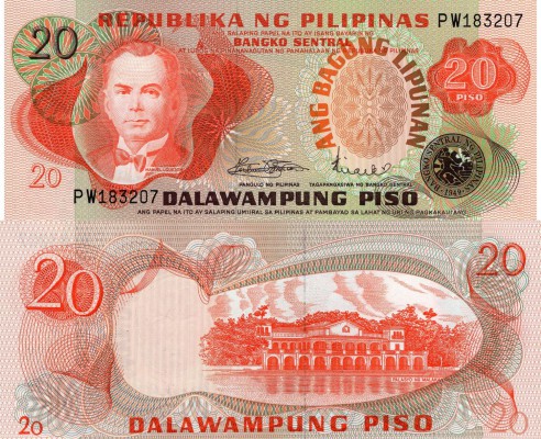 Philippines, 20 Piso, 1969, UNC, p145a
serial number: PW 183207, Filipino state...