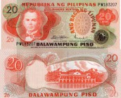 Philippines, 20 Piso, 1969, UNC, p145a
serial number: PW 183207, Filipino statesman, soldier, and politician Manuel L. Quezon portrait