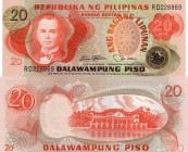 Philippines, 20 Piso, 1973, UNC, p162b
serial number: RD 228869, Filipino statesman, soldier, and politician Manuel L. Quezon portrait