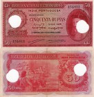 Portuguese India, 100 Rupias, 1945, XF, p38, CANCELLED
serial number: 151813, RARE