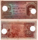 Portuguese India, 10 Rupias, 1945, XF, p36, CANCELLED
serial number: 605709, RARE