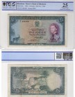 Rhodesia, 5 Pounds, 1964, VF, p26a
PCGS 25, serial number: F/1 496388, Queen Elizabeth II portrait