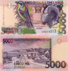 Saint Thomas and Prince, 5000 Dobras, 2004, UNC, p65c
serial number: AA5414213, "AA" first prefix, Kİng Rei Amador portrait