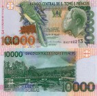 Saint Thomas and Prince, 10.000 Dobras, 2004, UNC, p66c
serial number: BA3700213, "BA" first prefix, Kİng Rei Amador portrait