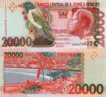 Saint Thomas and Prince, 20.000 Dobras, 2010, UNC, p67d
serial number: CA3674623, "CA" first prefix, Kİng Rei Amador portrait