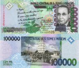 Saint Thomas and Prince, 100.000 Dobras, 2010, UNC, p69b
serial number: EA1428526, "EA" first prefix, Francisco Jose Tenrreiro portrait