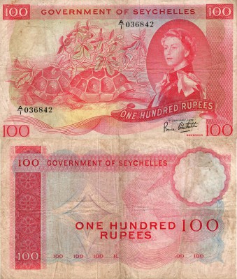 Seychelles, 100 Rupees, 1972, FINE, p18c, RARE
serial number: A/1 036842, sign:...