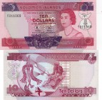 Solomon Islands, 10 Dollars, 1977, UNC, p7a, REPLACEMENT
serial number: Z/1 011069, Queen Elizabeth II portrait, RARE