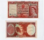 Southern Rhodesia, 10 Shilllings, 1952, AUNC, p12a, SPECİMEN
serial number: A/137 100000, Queen Elizabeth II portrait, RARE