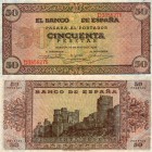 Spain, 50 Pesetas, 1938, VF / XF, p112a
serial number: D 3856276