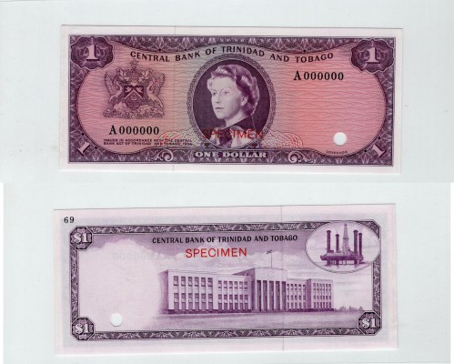 Trinidad and Tobago, 1 Dollar, 1964, UNC, p26ct, COLOR TRİAL SPECİMEN
serial nu...