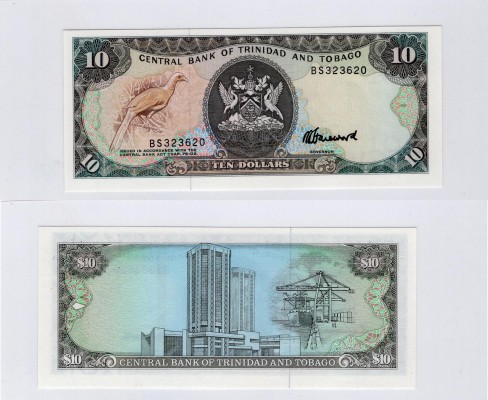 Trinidad and Tobago, 10 Dollars, 1985, UNC, p38c
serial number: BS 323620, sign...