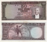 Turkey, 50 Lira, 1971, AUNC , P187a
serial number: O57 098714, natural, stained on back, Turkish army officer, revolutionary, and founder of the Repu...