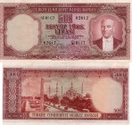 Turkey, 500 Lira, 1953, XF, p170, RARE
serial number: C7 02612, lightly pressed, Turkish army officer, revolutionary, and founder of the Republic of ...