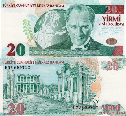 Turkey, 20 New Lira, 2005, UNC, p219
serial number: H36 699712, Turkish army of...