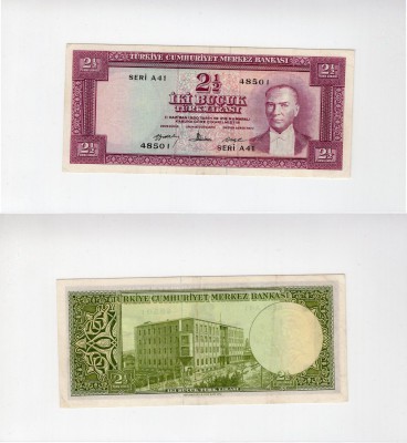 Turkey, 2 1/2 Lira, 1960, XF, p153Turkey, 2 1/2 Lira, 1960, XF, p153Turkey, 2 1/...