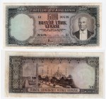Turkey, 500 Lira, 1959, XF, p171
serial number: G1 00538, pressed, Turkish army officer, revolutionary, and founder of the Republic of Turkey Mustafa...
