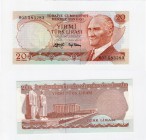 Turkey, 20 Lira, 1979, UNC, p187a
serial number: H05 583283, Turkish army officer, revolutionary, and founder of the Republic of Turkey Mustafa Kemal...