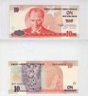 Turkey, 10 New Lira, 2005, UNC, p218
serial number: D77 920777, Turkish army officer, revolutionary, and founder of the Republic of Turkey Mustafa Ke...
